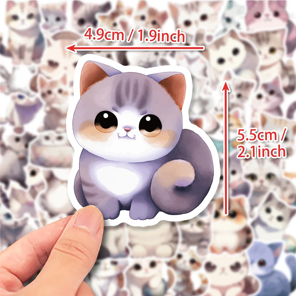10/30/50pcs Cute Animal Cat Cartoon Stickers Kawaii Decals Laptop Scrapbook Phone Suitcase Stationery Sticker Kids Classic Toy