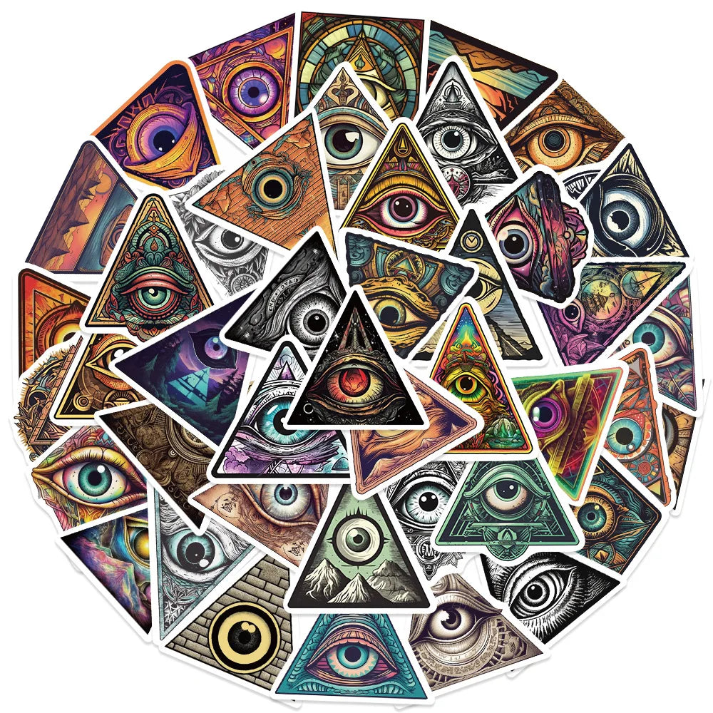 10/50Pcs Funny Cartoon Colorful All Seeing Eyes Graffiti Sticker for Luggage Skateboard Guitar Waterproof Creative Stickers