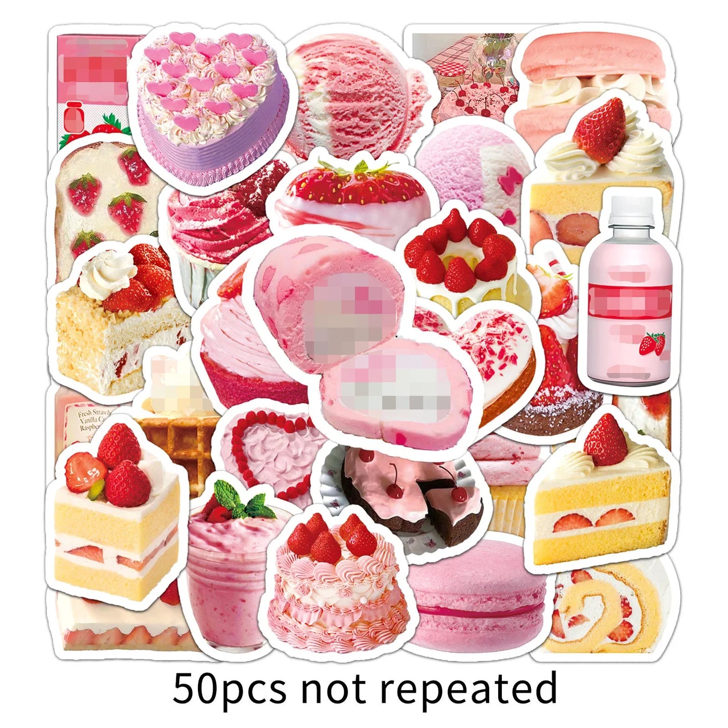 50pcs Cake Dessert Graffiti Stickers for Helmet, Wall, DIY Decoration Wholesale