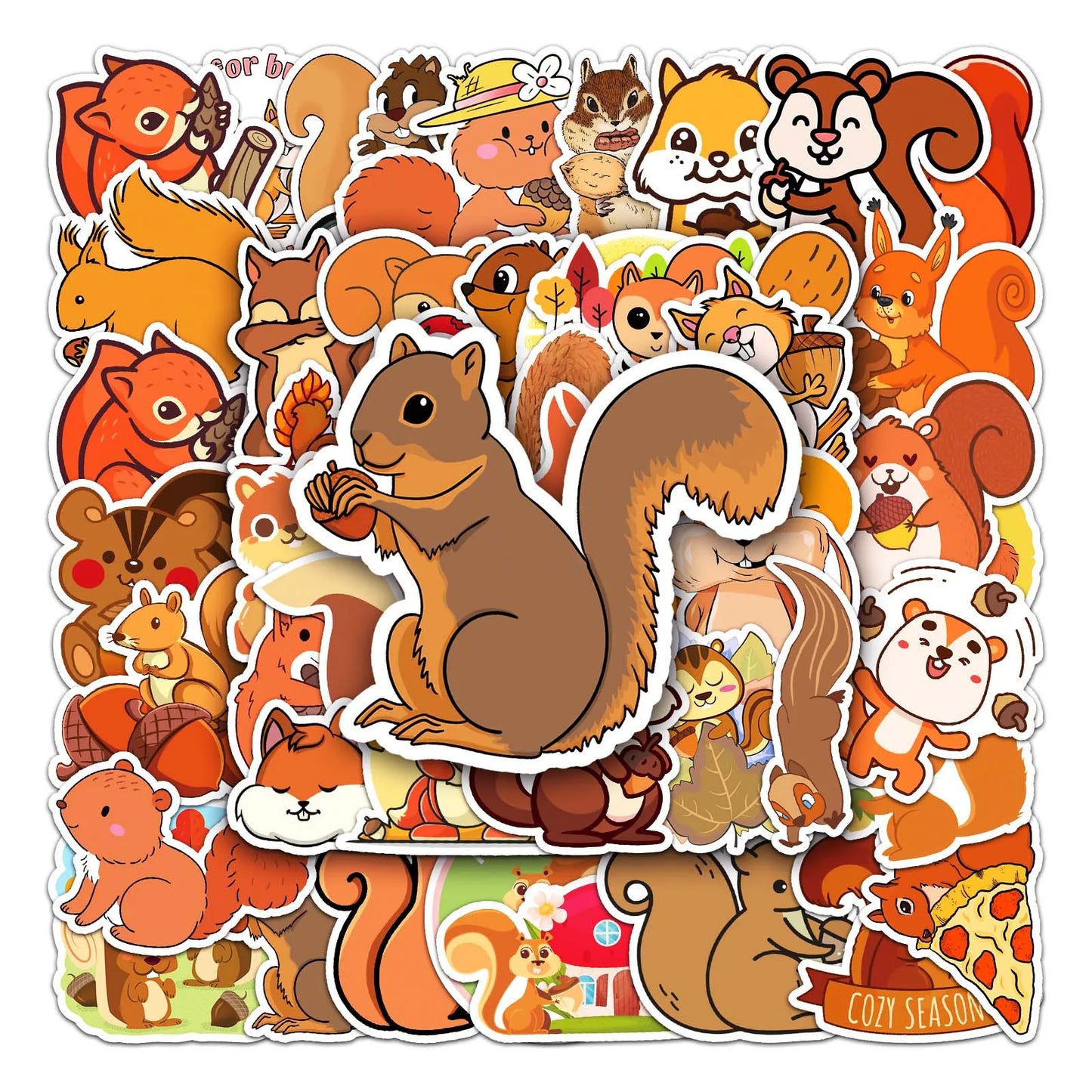 50Pcs Squirrel Cartoon Waterproof Vinyl Stickers for Skateboard Snowboard