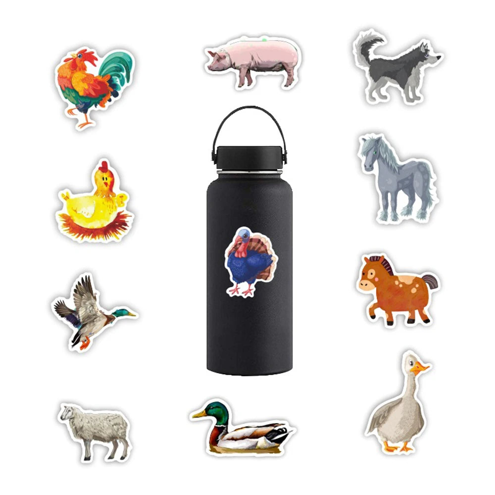 10/30/50PCS Kawaii Animal Toy Stickers DIY Cute Cartoon Decals Scrapbook Phone Luggage Guitar Laptop Car Waterproof Kids Sticker