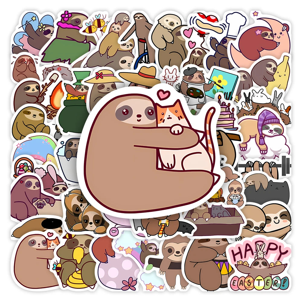 Cute Cartoon Sloth Animal Stickers DIY Kids Toys Gift Decorative Decal for Laptop Phone Luggage Waterproof