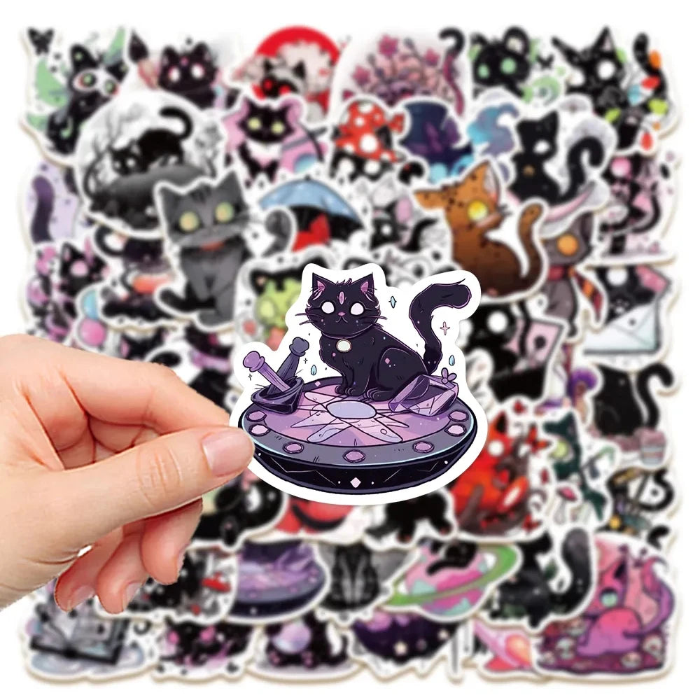 10/30/50pcs Cool Gothic Horror Cat Cartoon Graffiti Stickers Aesthetic Decals Laptop Suitcase Bike Decoration Waterproof Sticker