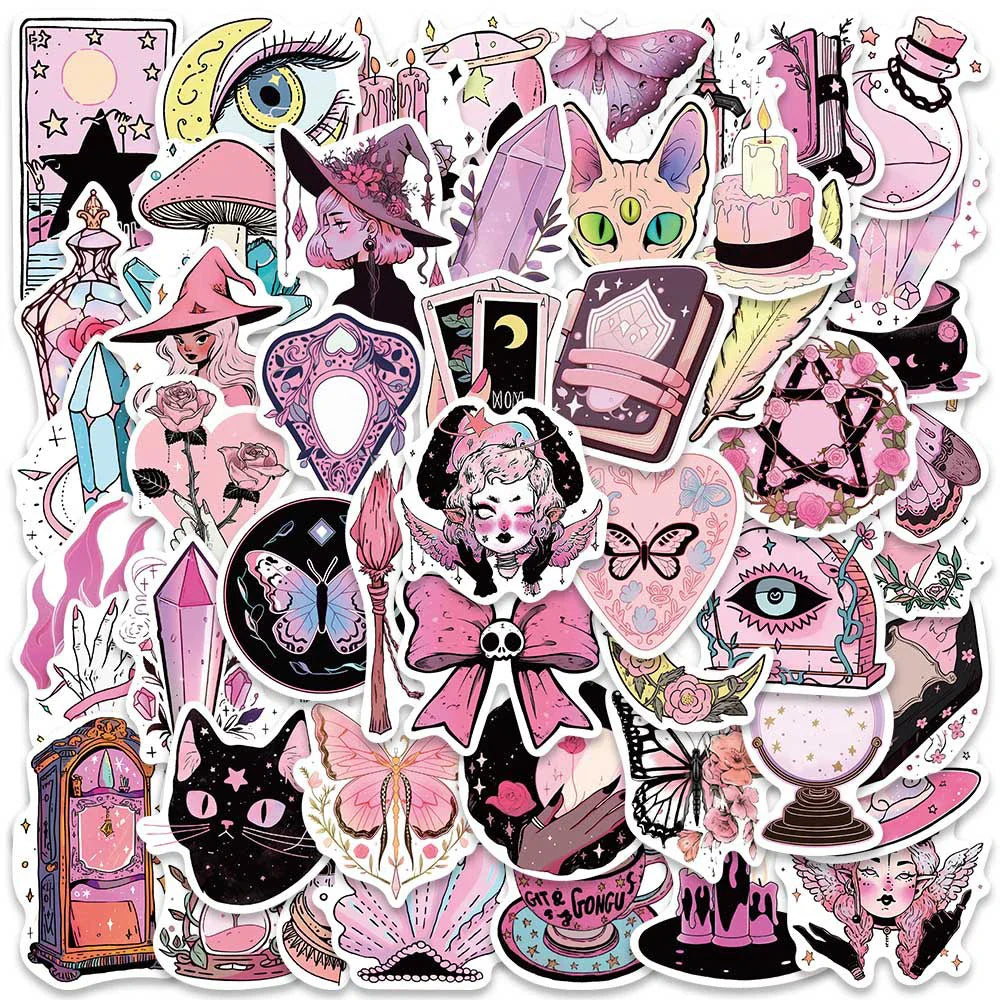 Gothic Witch Magic Cartoon Stickers Decals for Laptop, Suitcase, Phone, Motorcycle - 10/30/50pcs