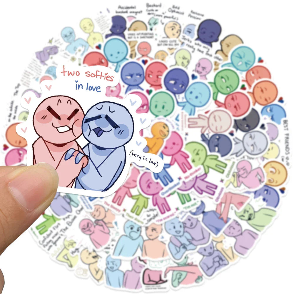50pcs Funny Cartoon Ship Dynamics Stickers Water Bottle Laptop Decals Luggage Phone Guitar Waterproof Vinyl Car Stickers