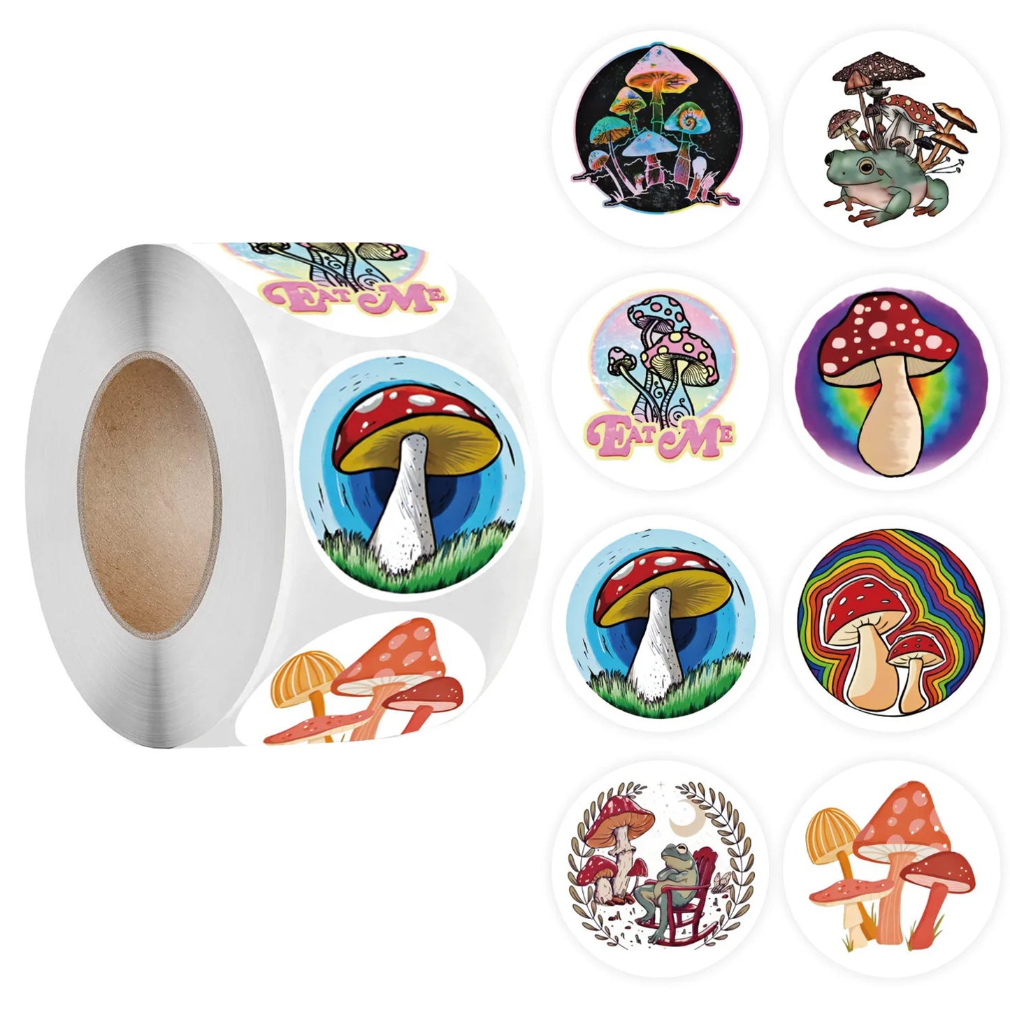 500pcs Summer Cartoon Beaches and Mushrooms Sticker Roll