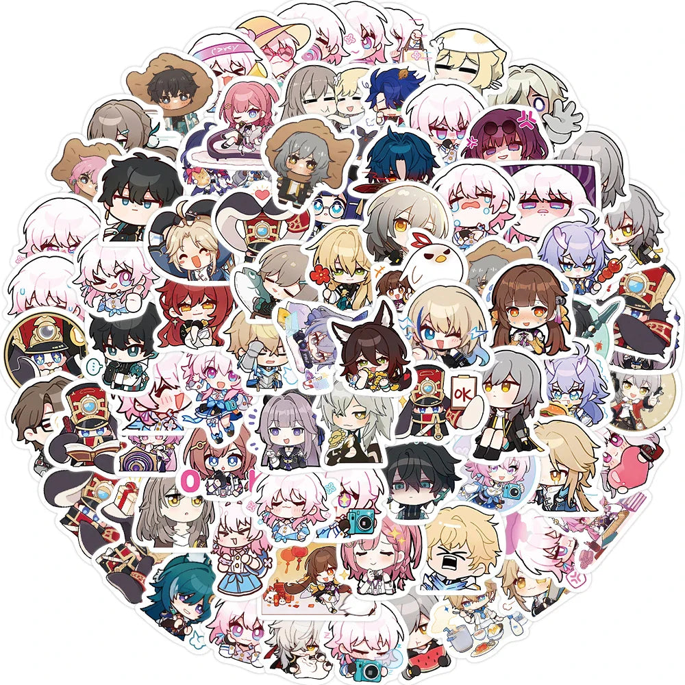 80PCS Cartoon Game Honkai Star Rail Stickers for Kids Teens Luggage Decals Scrapbook Stationery Laptop Fridge Sticker Toys