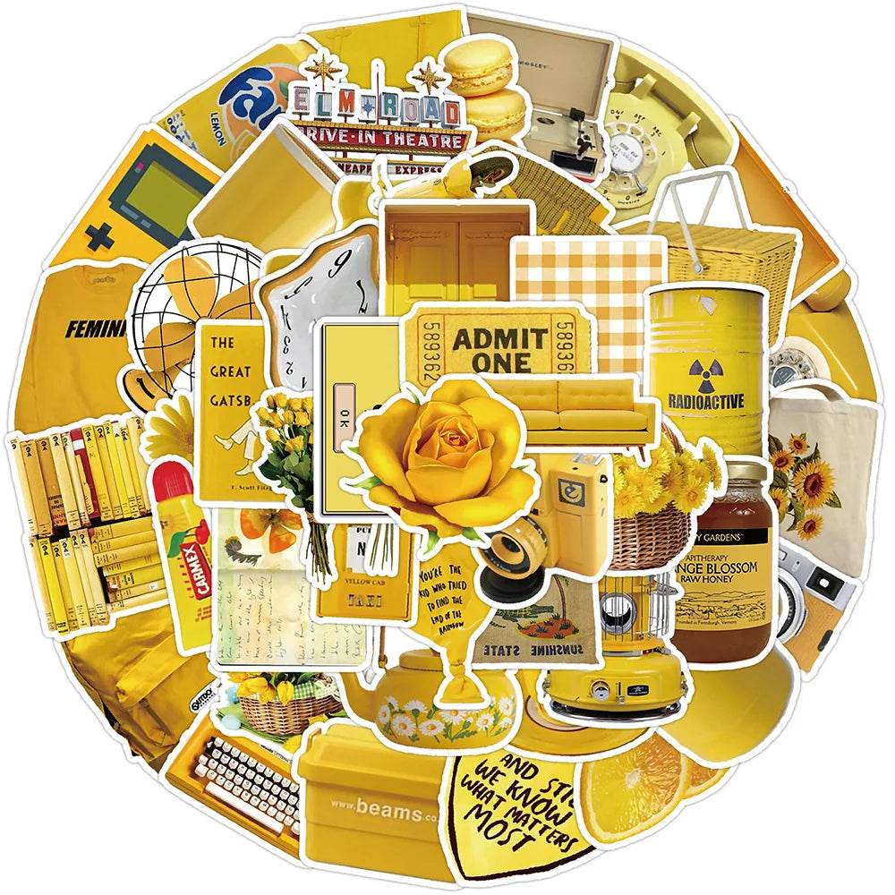 Cartoon Yellow Stickers 10/30/50pcs Waterproof Decals for Phone, Fridge, Suitcase, Laptop, Bike, Kids