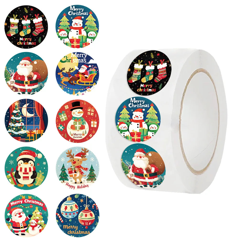 500Pcs Christmas Stickers Santa Snowman DIY Decor for Notebook Fridge Phone