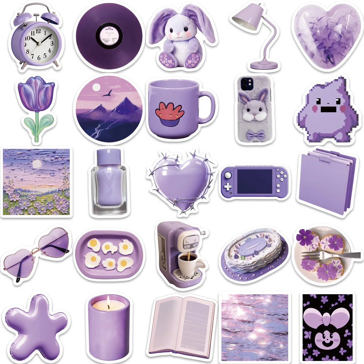 10/30/50PCS Cartoon Purple Stickers Graffiti Ins Style Cute Decals Skateboard Phone Notebook Fridge Bike Car PVC Waterproof Toys