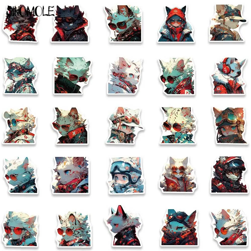 10/30/50PCS Cartoon Anime Cyberpunk Cat Anime Graffiti Stickers Kawaii DIY Travel Luggage Guitar Fridge Laptop Sticker Kid Decal