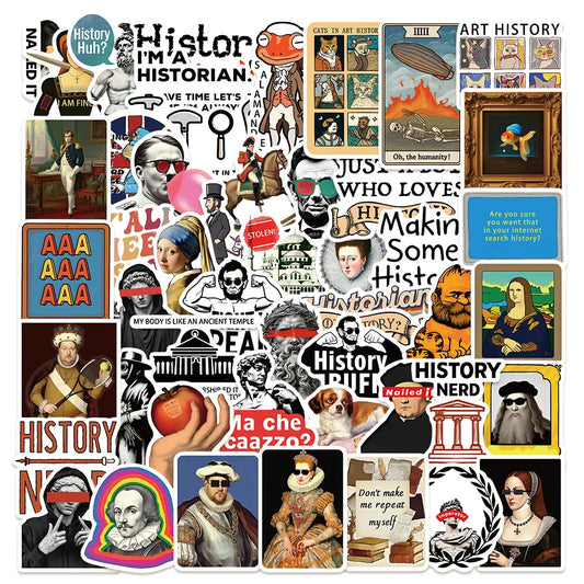 Cartoon Funny History Art Stickers for Phone Laptop Luggage Skateboard Decals Gift