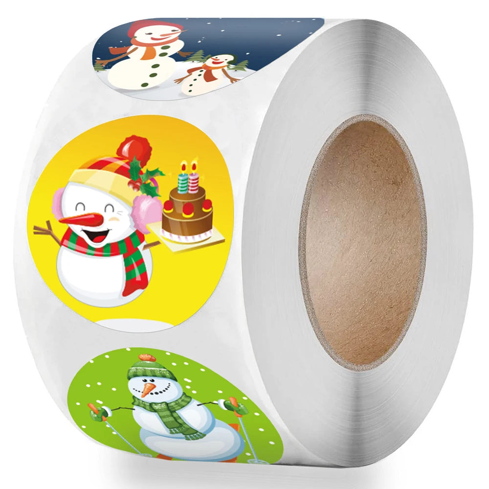 100-500pcs Cartoons Kraft Sticker Merry Christmas Stickers Package Seal Labels Christmas Gift Decoration Sticker new year decor