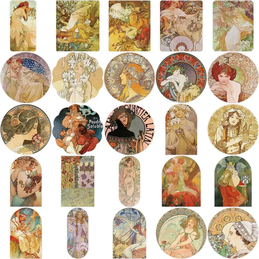 10/27/54pcs Retro literary figures Stickers Decals Cartoon Graffiti DIY Notebook Luggage Wall Decoration PVC Sticker