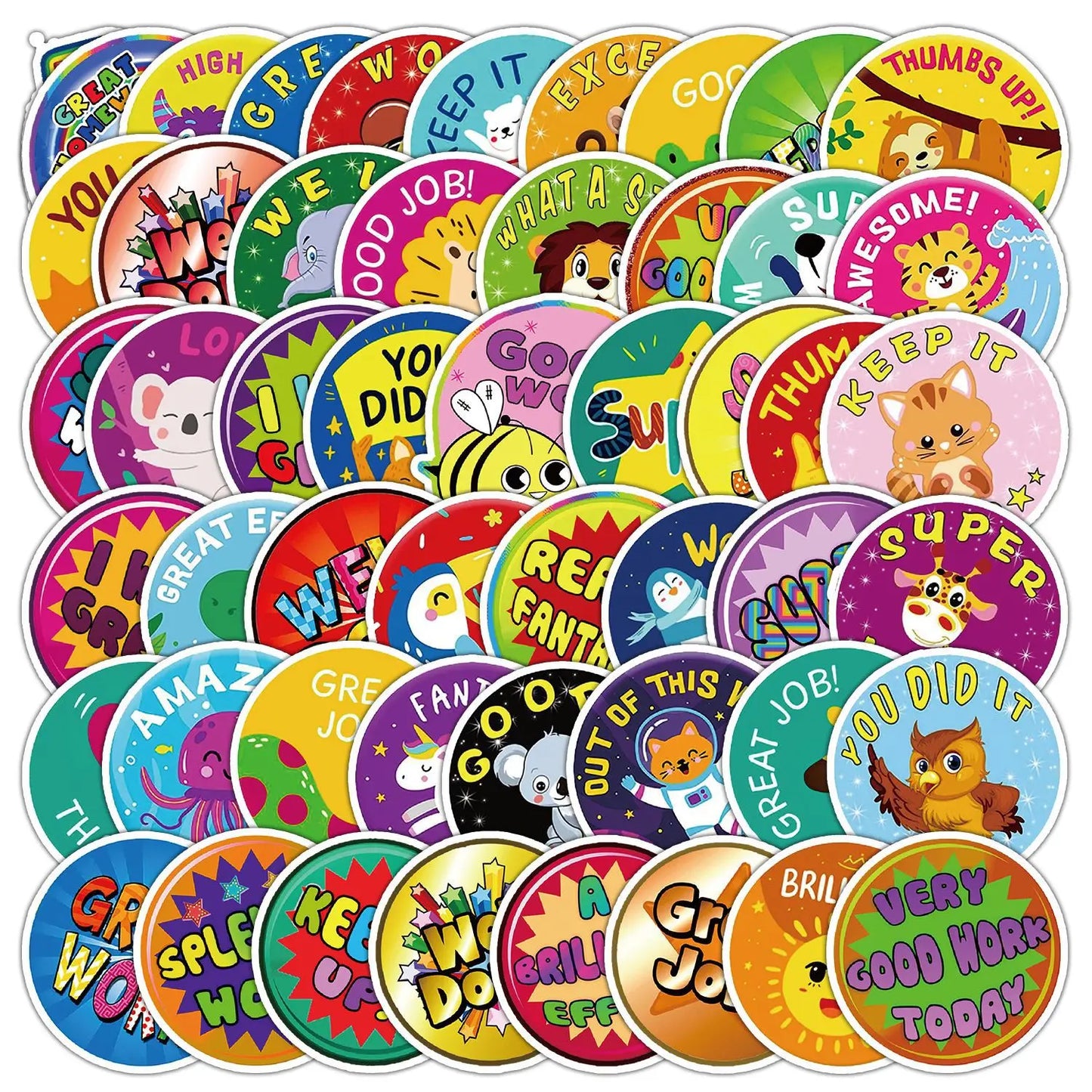 50pc Positive Energy Teacher Reward Graffiti Stickers for Helmet, Wall, DIY Decoration