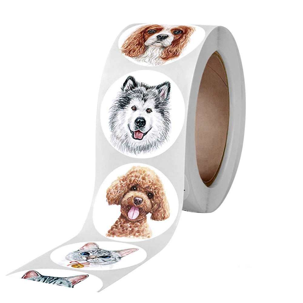 100-500pcs 1inch Round Cartoon Toys Animal stickers for kids Teacher Reward Encourage Sticker Office Stationery for children