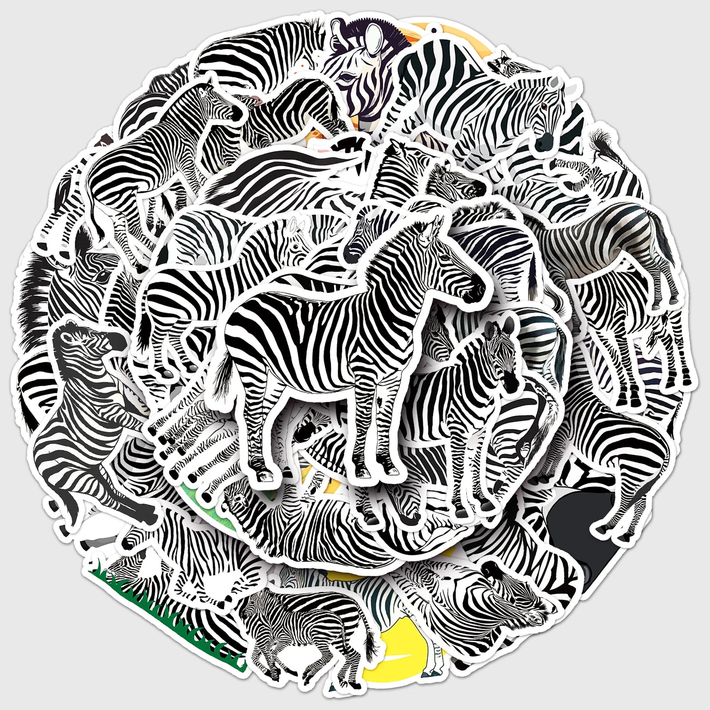 50Pcs Zebra Cartoon Waterproof Vinyl Stickers for Skateboard Snowboard Decals