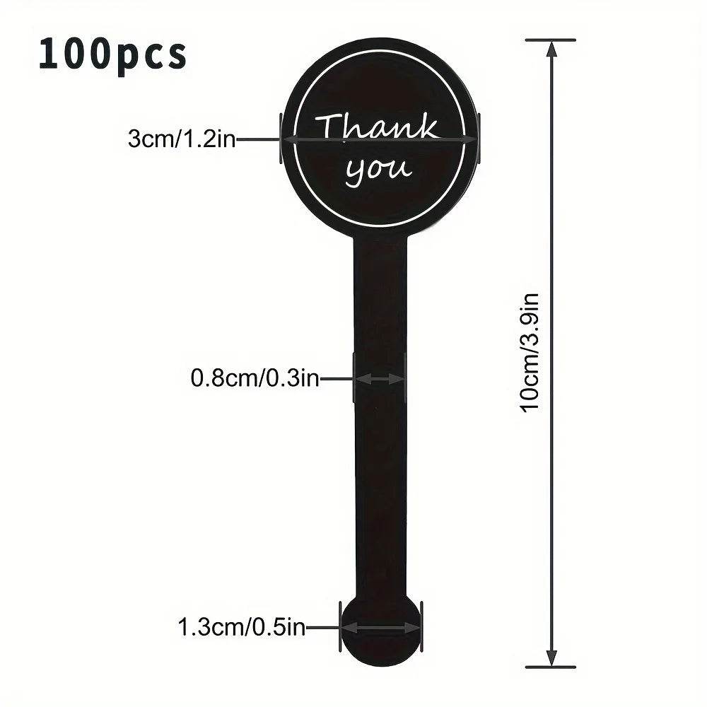 100/200pcs Black Thank You Sealing Stickers for Pudding Bottles, Baking Boxes, Handicrafts