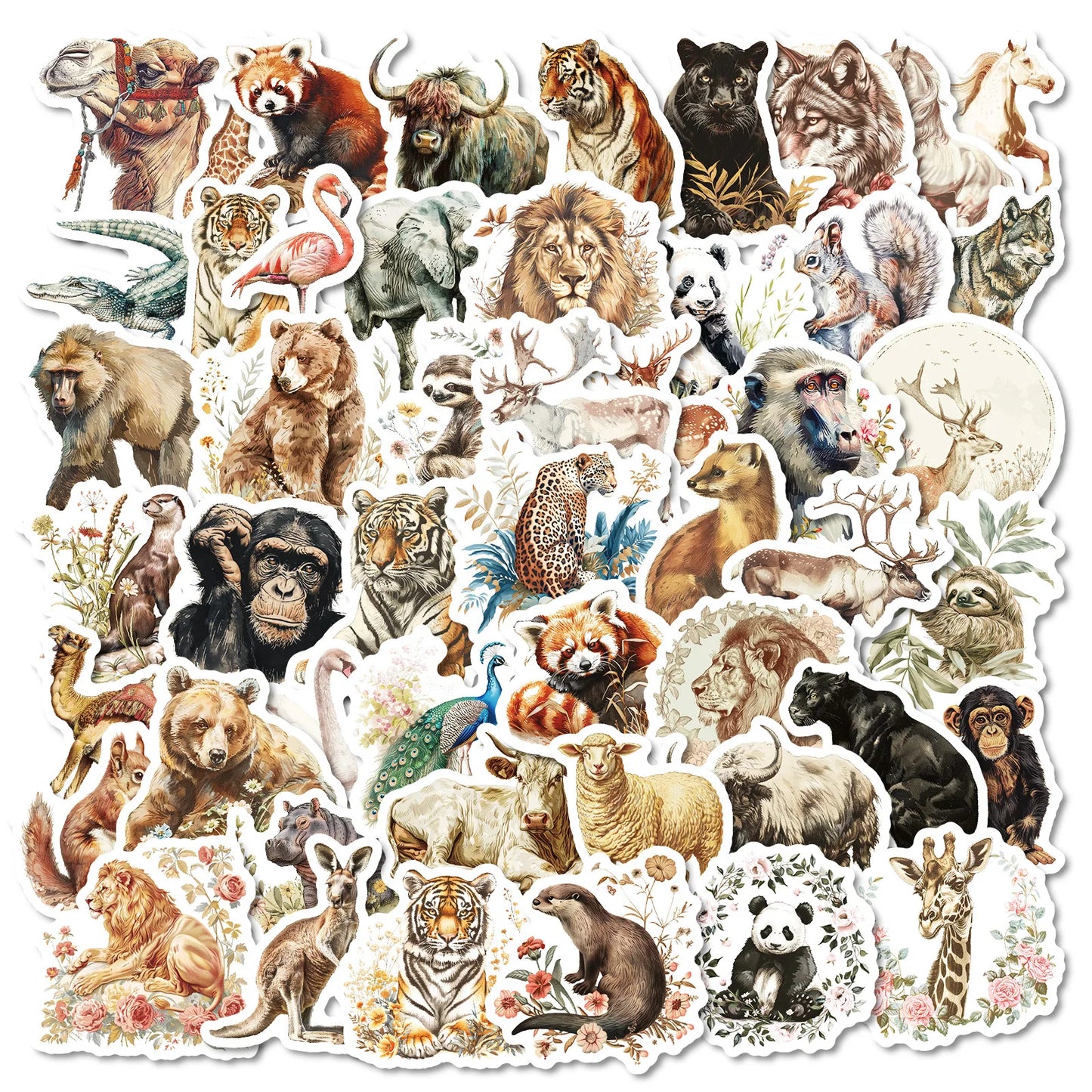 Cartoon Animal Stickers PVC Waterproof Skateboard Notebook Graffiti 10/30/50PCS