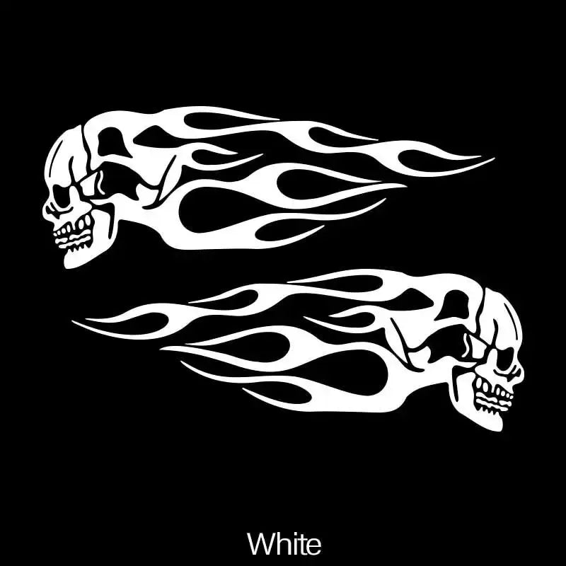 Skull Flames Car Stickers: Waterproof Vinyl Decals 2-Pack