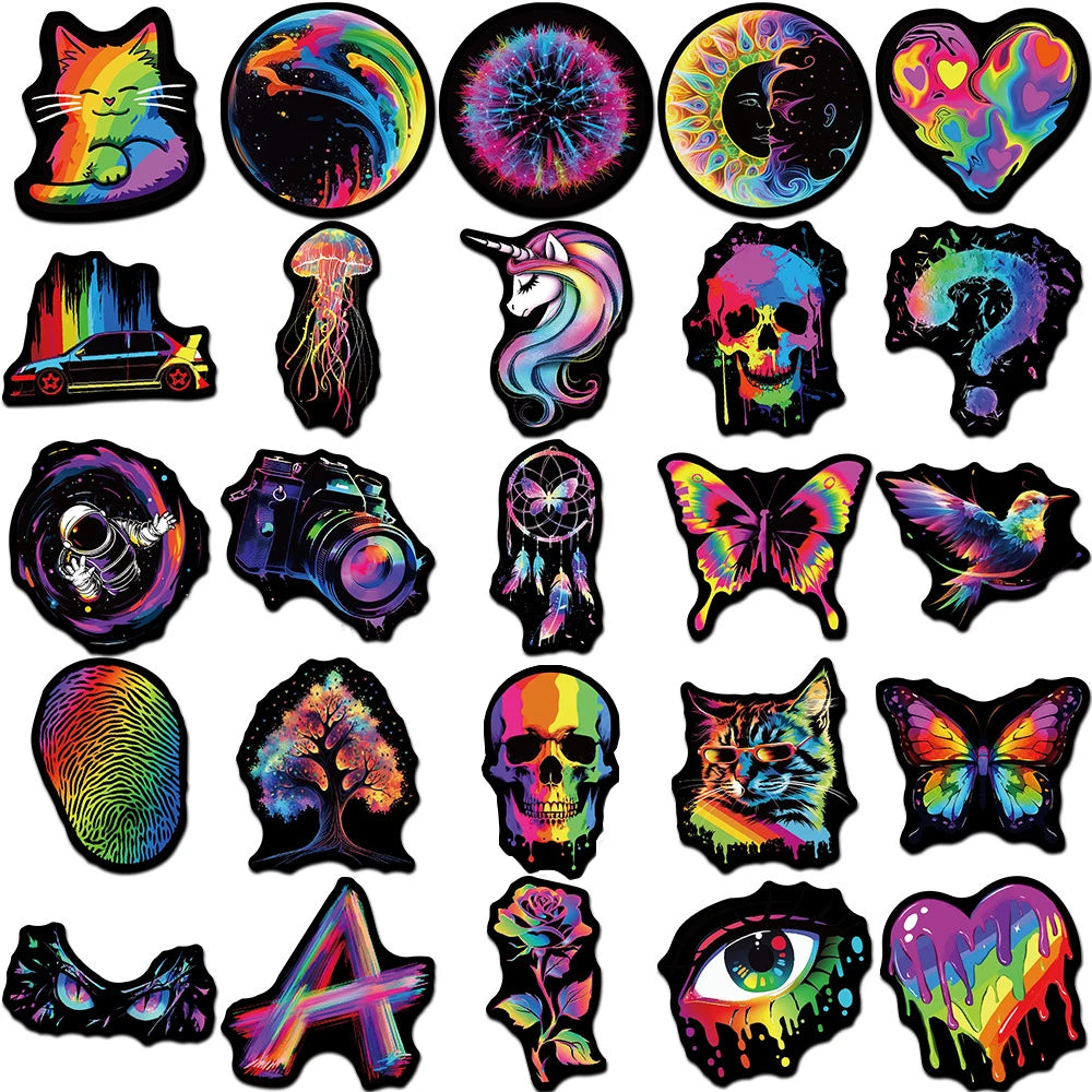10/30/50pcs Cartoon Rainbow Cool Waterproof Stickers Aesthetic Decals DIY Laptop Suitcase Phone Car Decoration Sticker Kids Toys