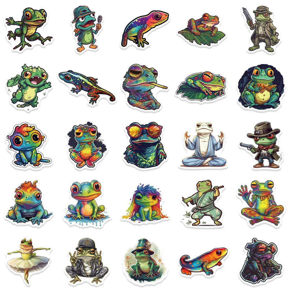 10/30/51PCS Colorful Psychedelic Frog Cartoon Stickers DIY Laptop Luggage Skateboard Graffiti Decals Fun for Kid Toys Gift