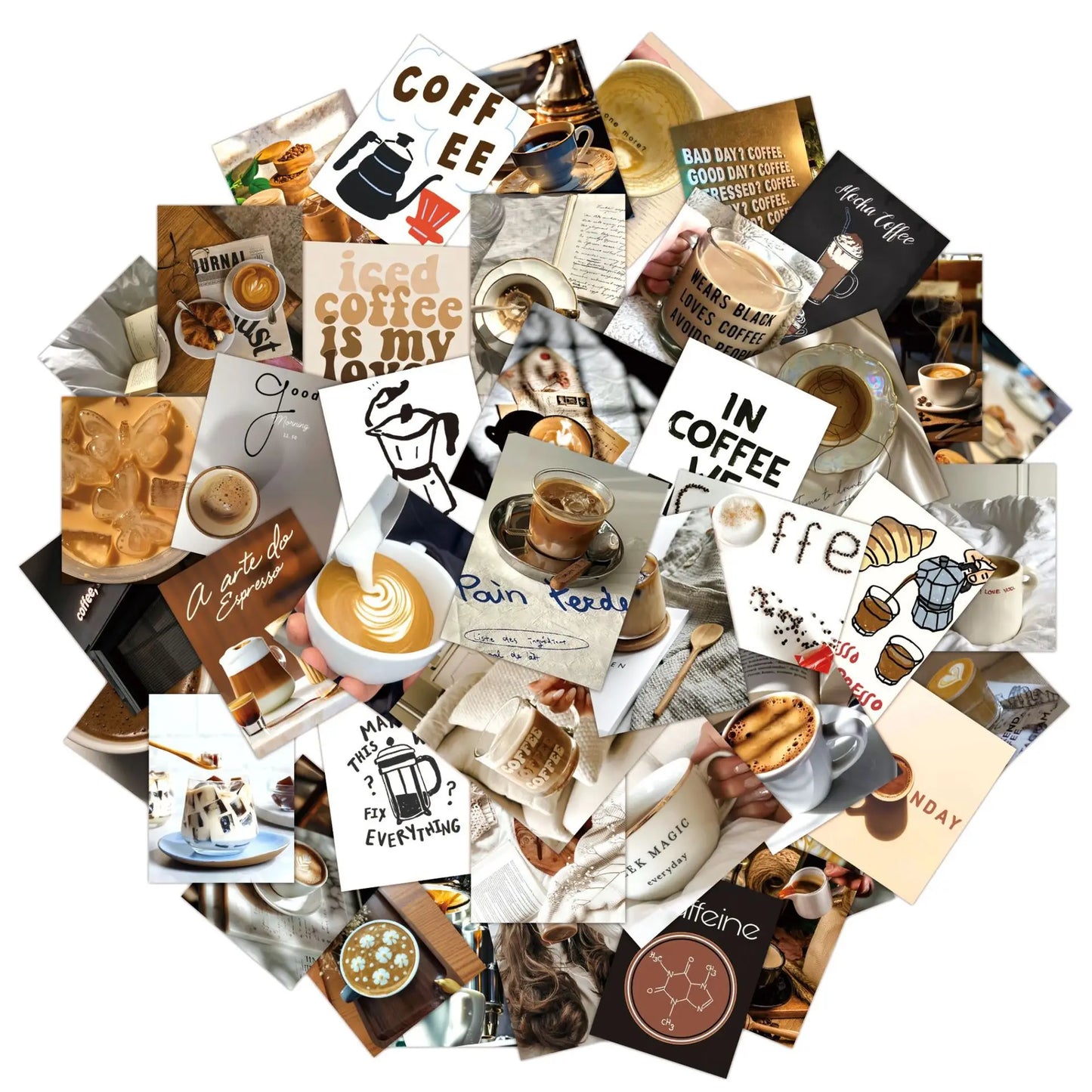 Vintage Coffee Stickers 10/30/50PCS Waterproof Decals for Laptop, Phone, Skateboard, Suitcase, Bike, Guitar, Car