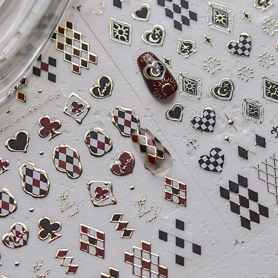 Poker Heart Spade 3D Nail Art Stickers Decals