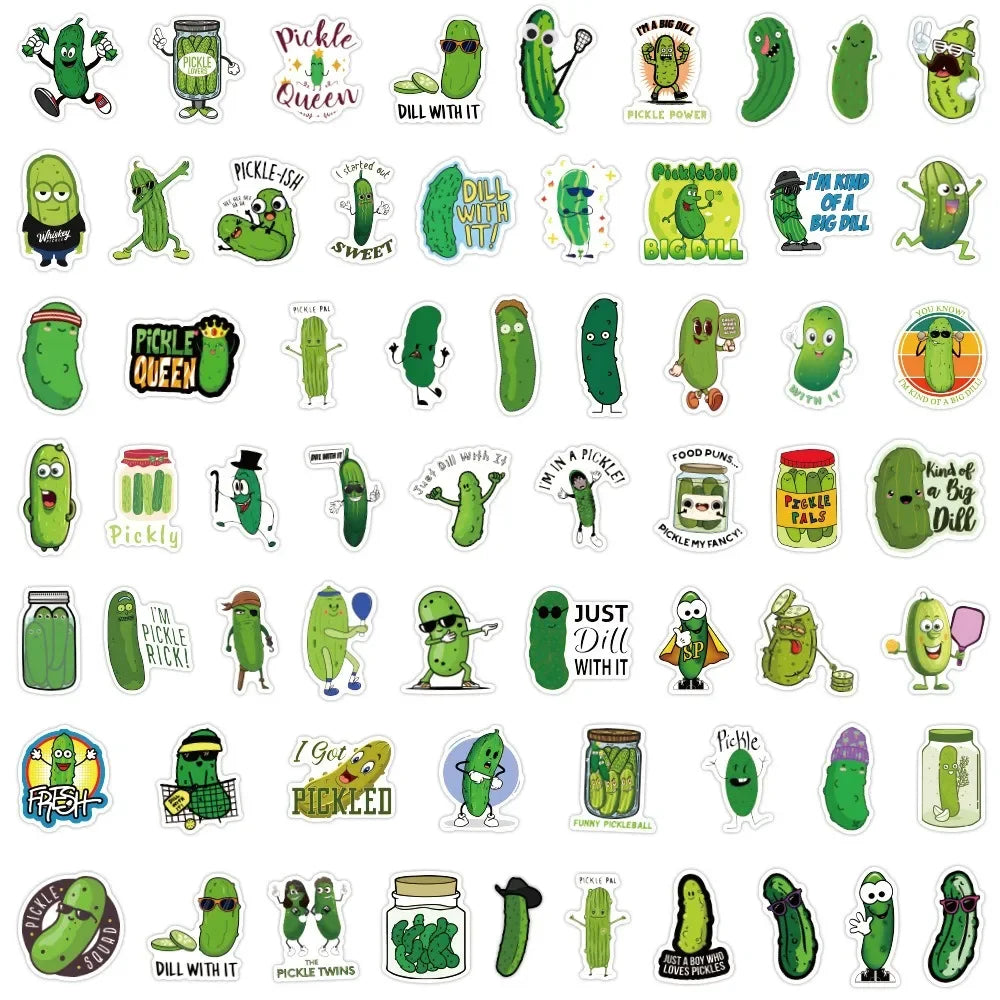 10/60Pcs Pickled Cucumber Cartoon Graffiti Stickers Phone Guitar Laptop Notebook Suitcase Cup Waterproof Sticker Decals Kids Toy