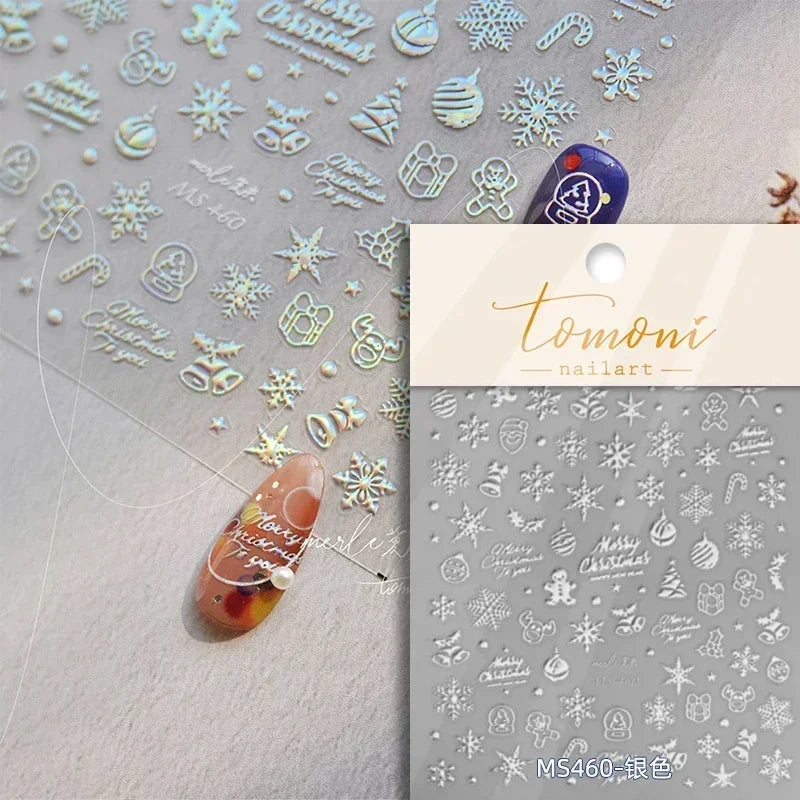 5D Silver Snowflake Nail Art Stickers