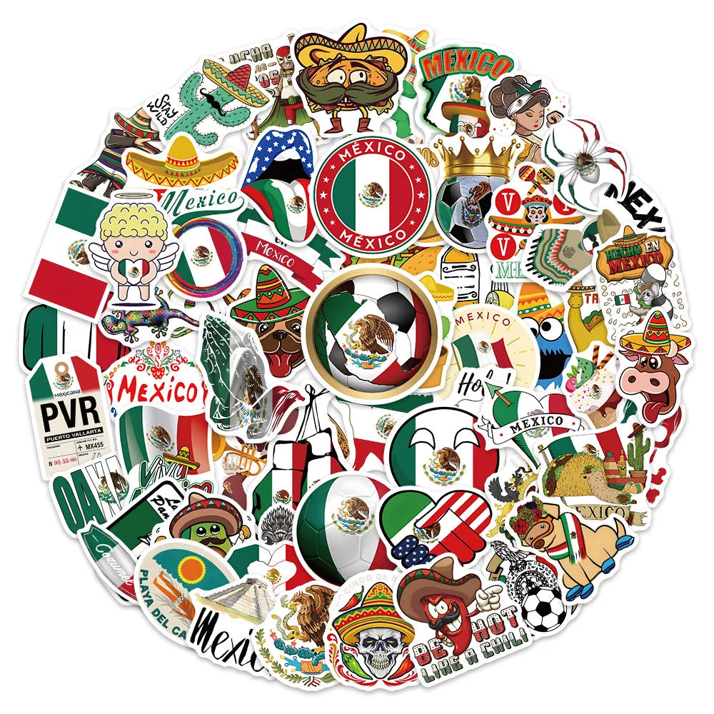 60/120Pcs Wild Food Mexico Style Cartoon Lable Stickers for Car Helmet Luggage Bicycle Guitar Decal Notebook Skate Trunk