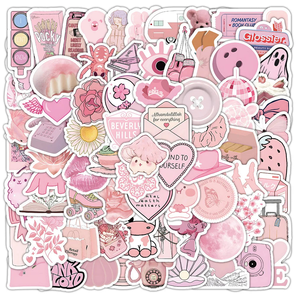 Pink Vsco Girl Stickers Aesthetic Cute Decals Laptop Phone Notebook Luggage Car Waterproof 10/30/50/100PCS