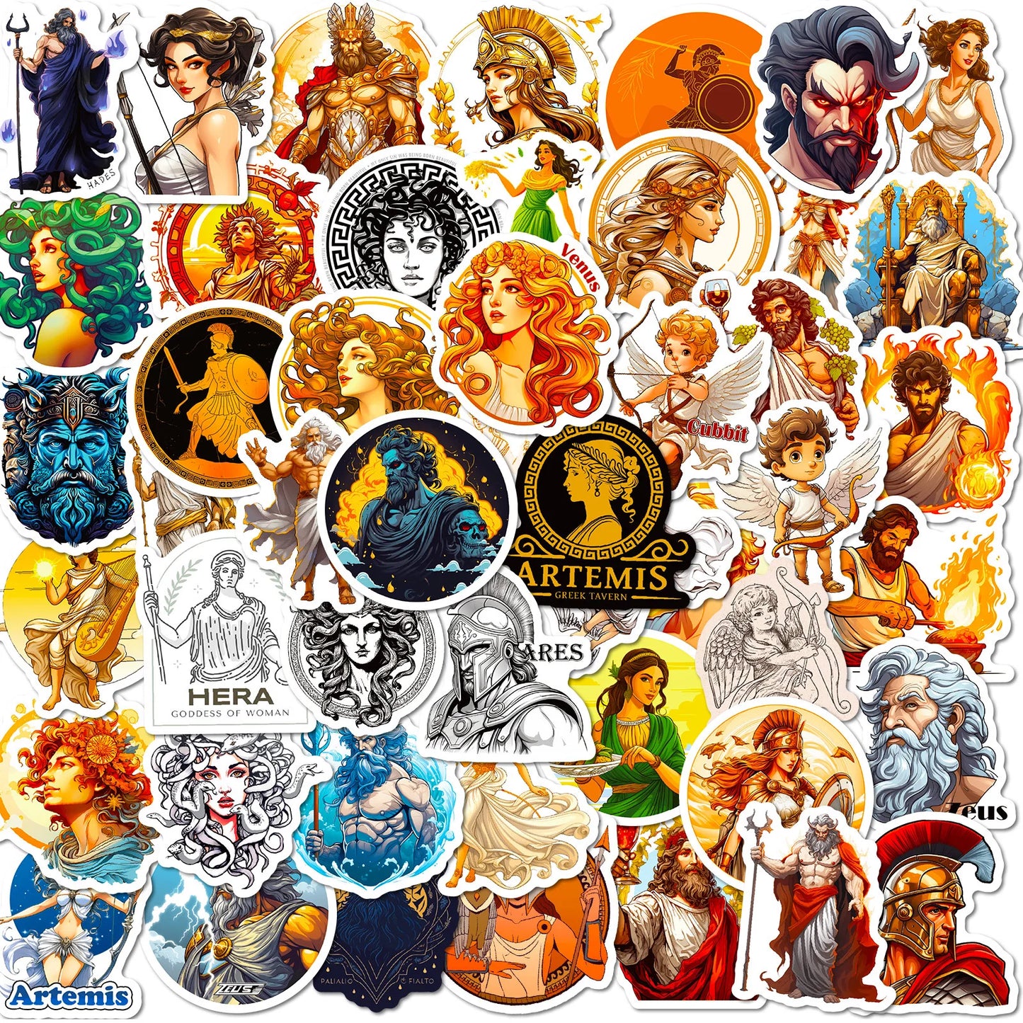 Greek Mythology Aesthetic Stickers: 10/25/50pcs for Scrapbooking, Phone, Laptop, Suitcase, Car, Helmet