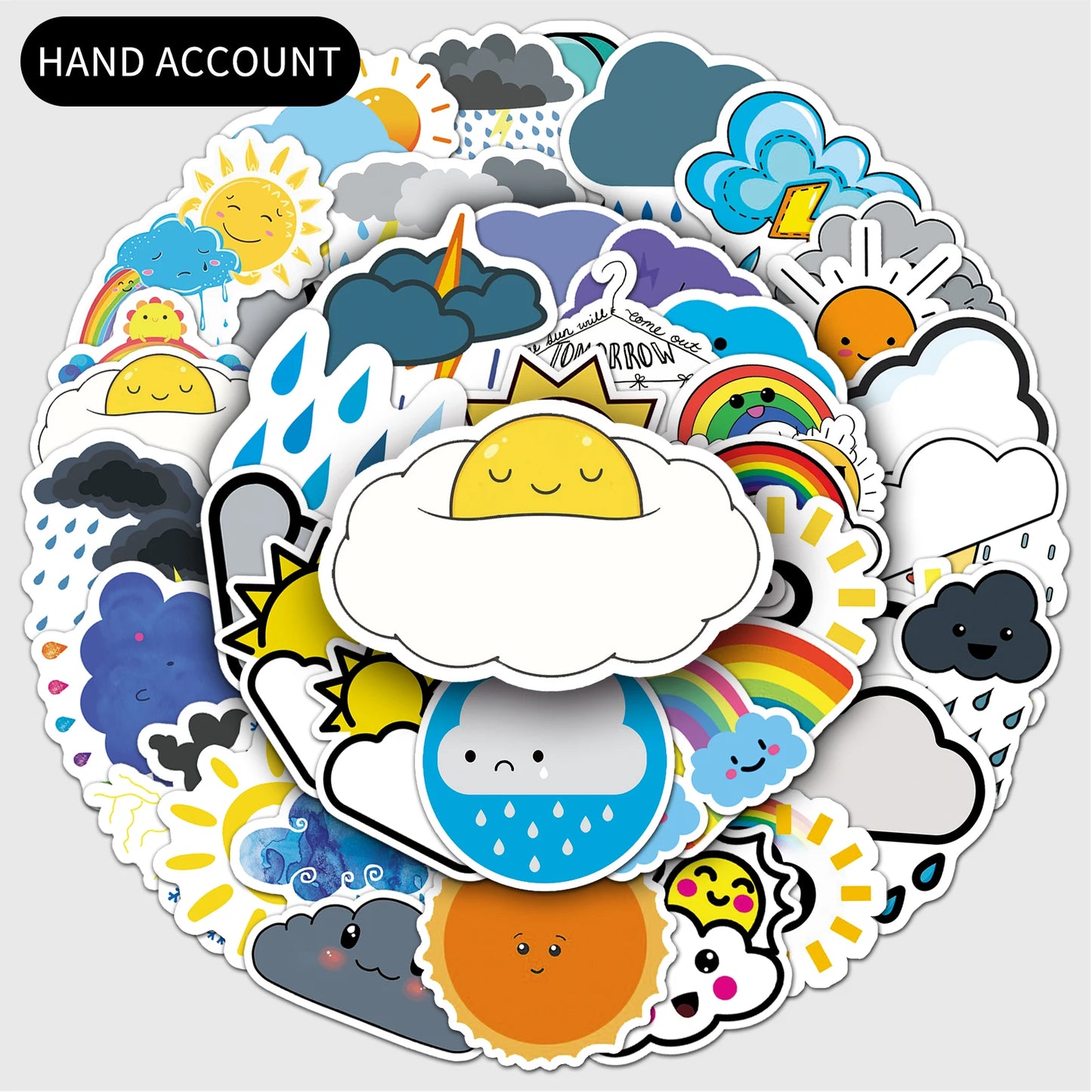 50Pcs Weather Forecast Cartoon Waterproof Vinyl Stickers for Skateboard Snowboard Decals