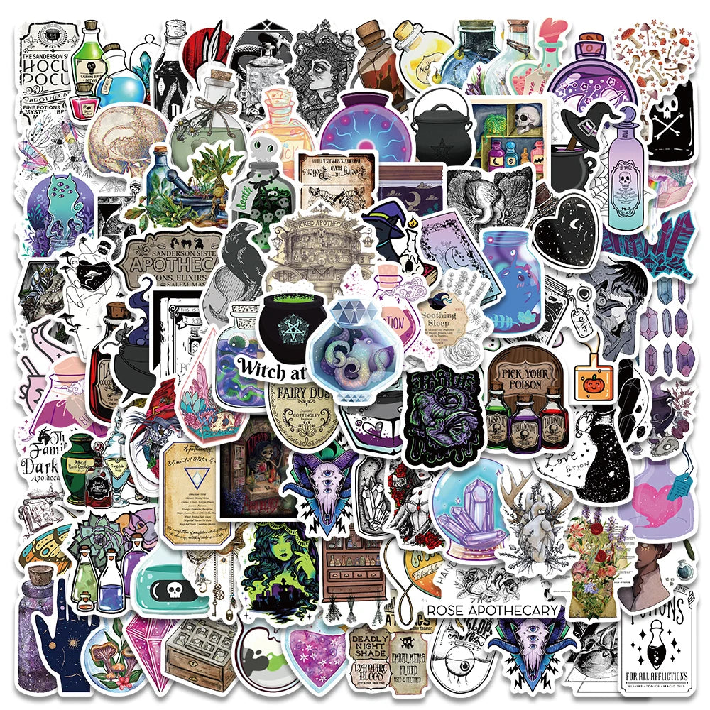 Boho Gothic Tarot Witch Crystal Stickers Pack