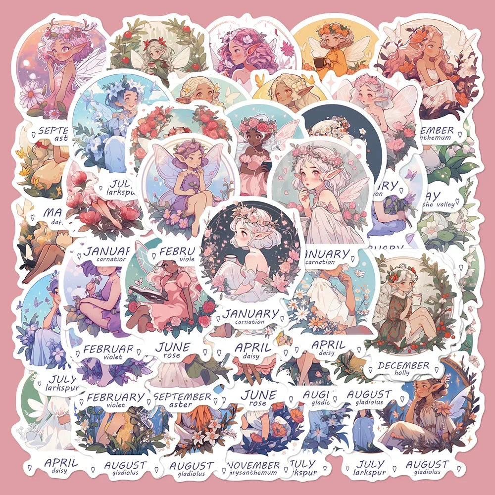 50pcs Cute Flower Fairy Stickers for Wall & Room Decoration Wholesale