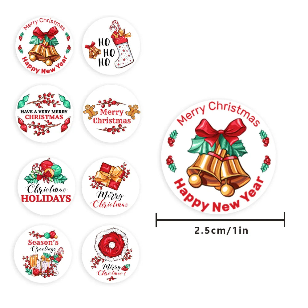 100-500pcs Christmas Theme Seal Labels Stickers For DIY Gift Baking Package Envelope Stationery Decoration 1inch