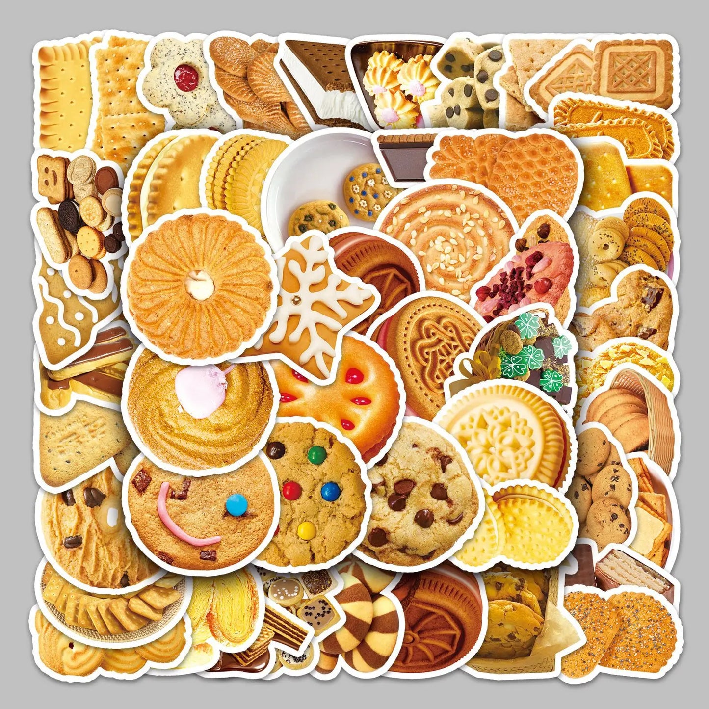 50pcs Cartoon Cookie Stickers for Helmet, Wall, DIY Decoration