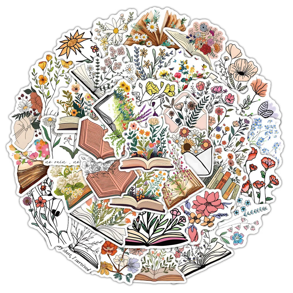 Cartoon Flower Stickers Waterproof for Water Bottle Laptop Scrapbooking Guitar