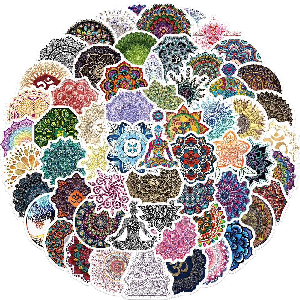 Mandala Flowers Yoga Graffiti Stickers Decals for Skateboard Notebook Phone Laptop