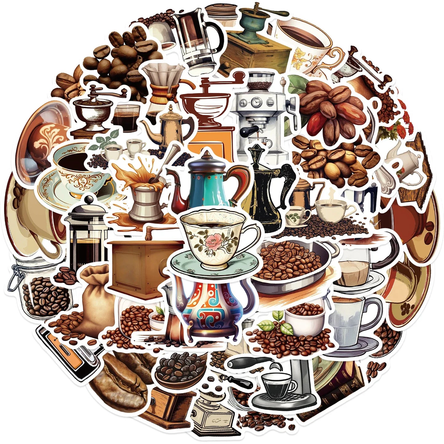 50 Coffee Bean Stickers Home Decor Wall Decals