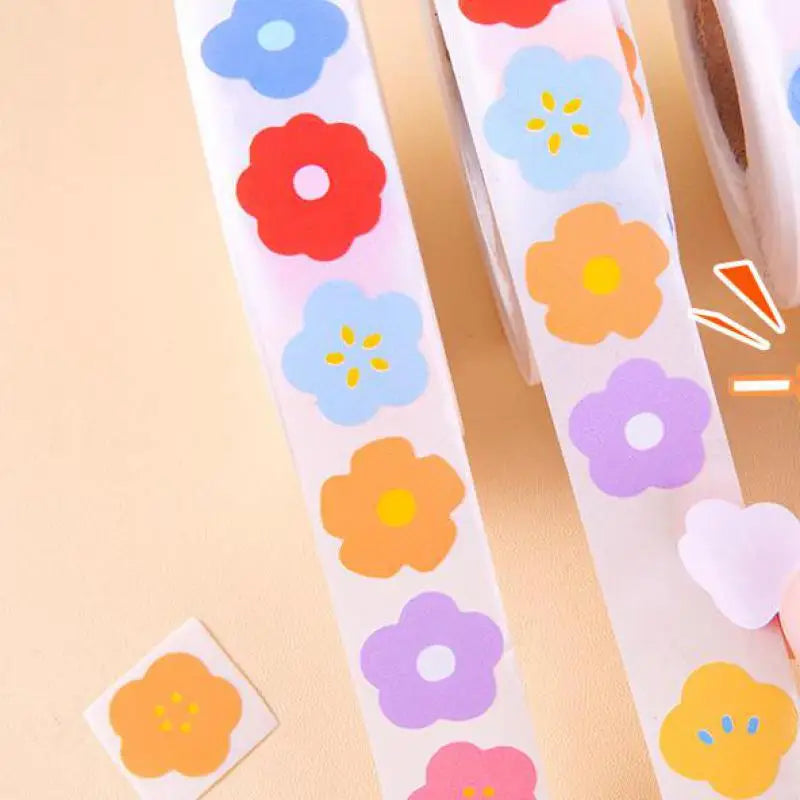 1000pcs/roll Colorful Flower Reward Sticker 15mm Cartoon Teacher Reward Stickers Scrapbooking for Kids Classroom Homework Tests