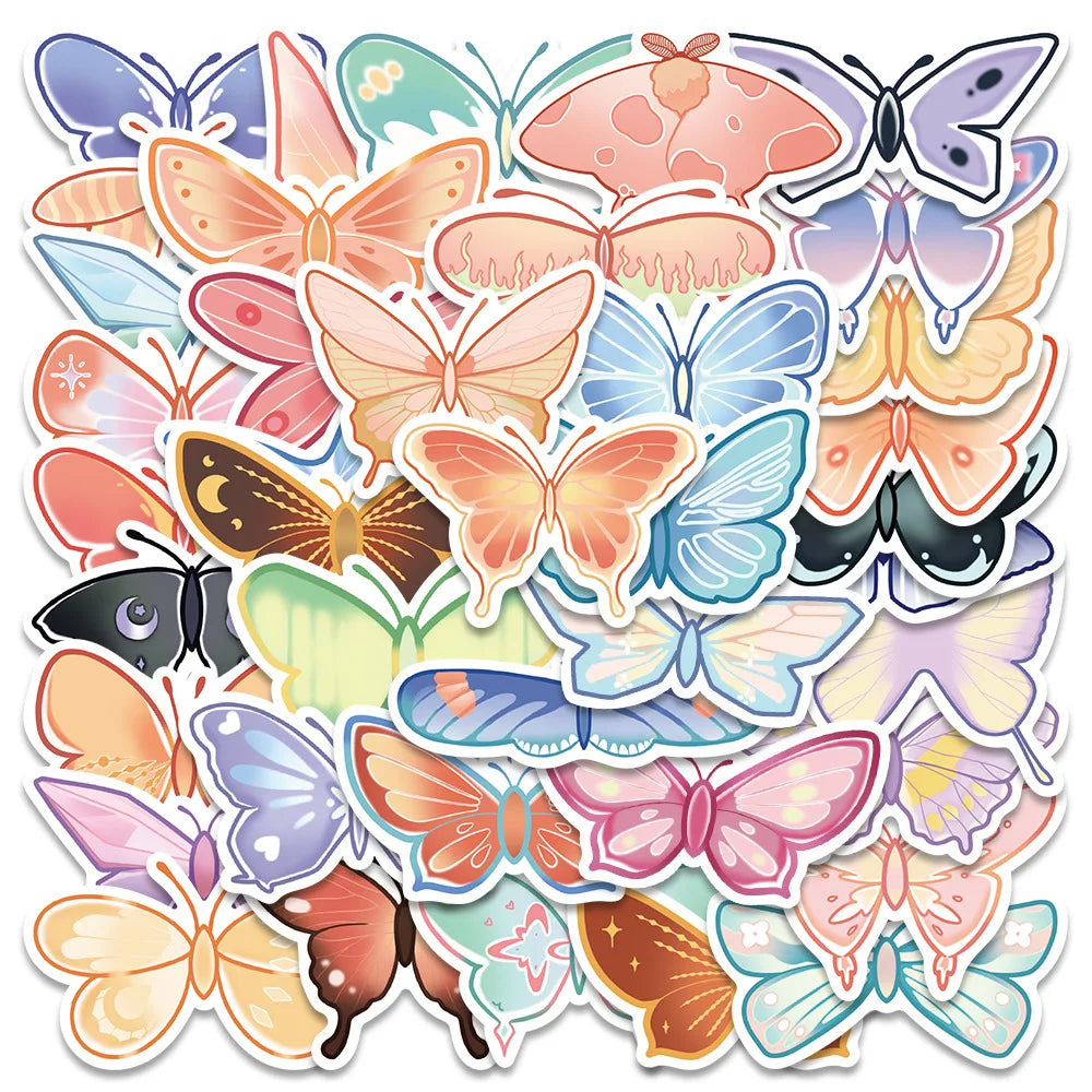 10/40Pcs Lovely Butterfly Label Stickers Set Decorative Stationery Craft Stickers Scrapbooking Diy Diary Album Stick Label