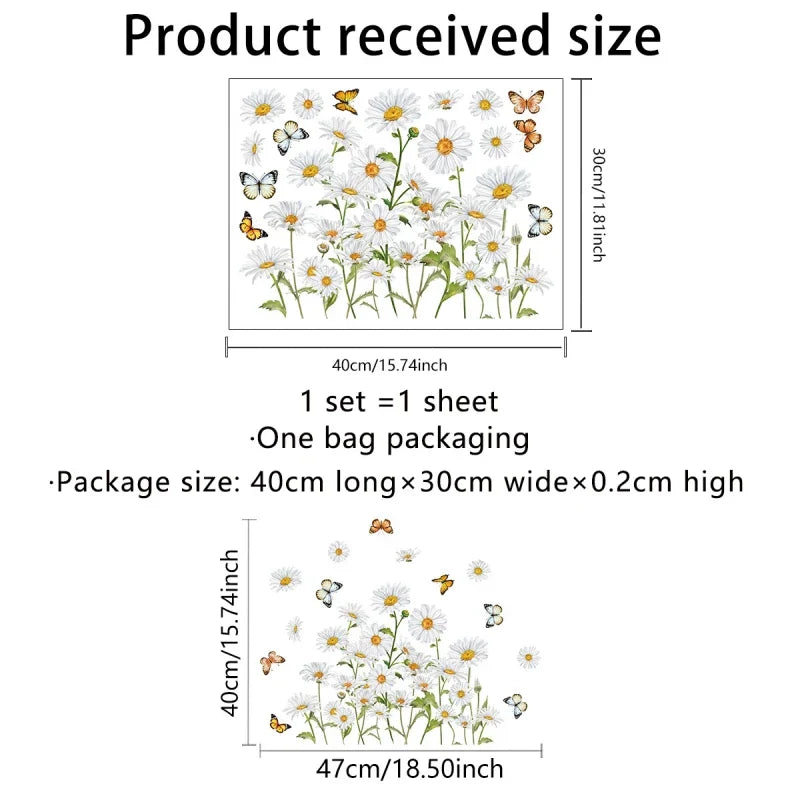 Small Daisy Butterfly Wall Stickers For Living Room Background Decoration Mural Removable Glass Window Bedroom Home Decor Decals