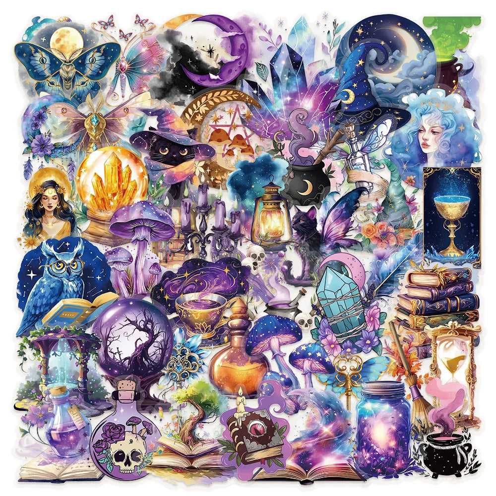 Gothic Witch Magic Cartoon Stickers PVC Waterproof Skateboard Notebook Decor