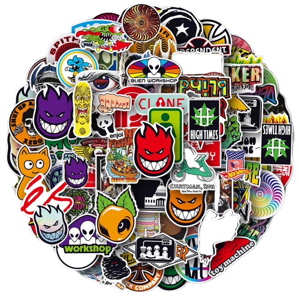 Cool Skateboard Stickers Pack: Suitcase, Laptop, Car, DIY Decals