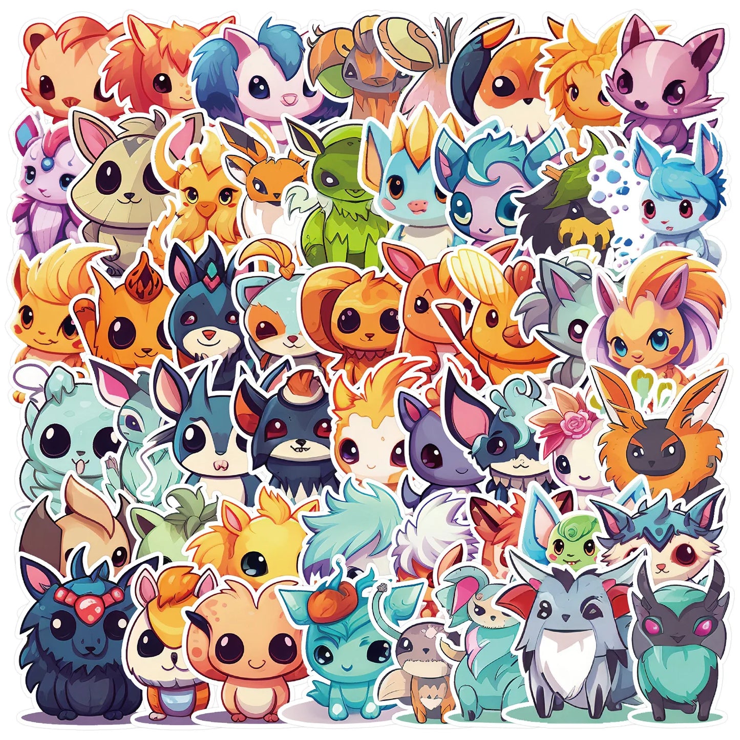 50Pcs Cartoon Fantasy Creature Stickers for Helmet, Wall, DIY Decor