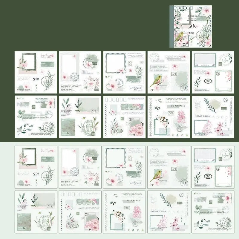 Floral Sticker Book 20pcs Four Seasons Scrapbook DIY Decorative Stickers
