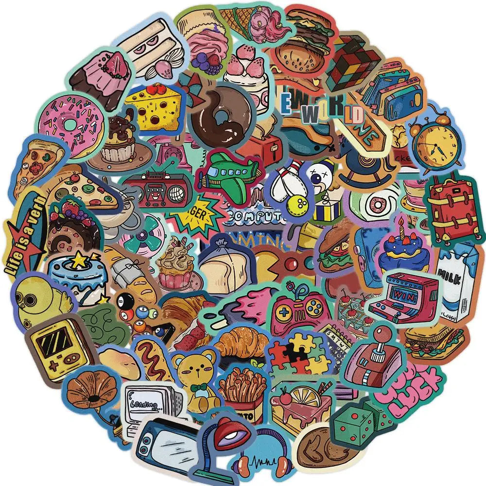 10/40/80pcs American Retro Carnival Stickers Decals Cartoon Graffiti DIY Notebook Luggage Wall Decoration PVC Sticker