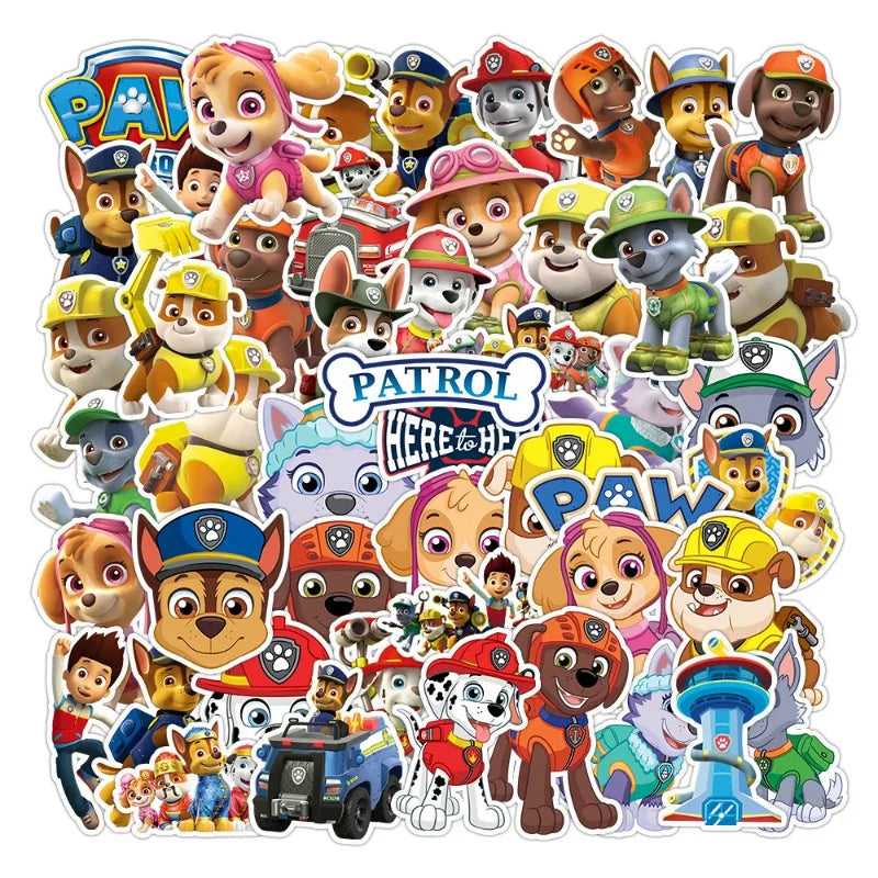 50pcs PAW Patrol Stickers for Laptop, Phone, Car, Scooter, Suitcase, Cup, Stationery, Refrigerator